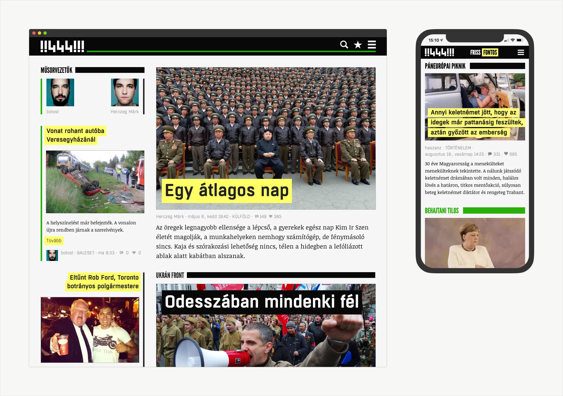 444.hu, branded and designed from the ground up, went on to become one of Hungary's most-read independent news sites.
