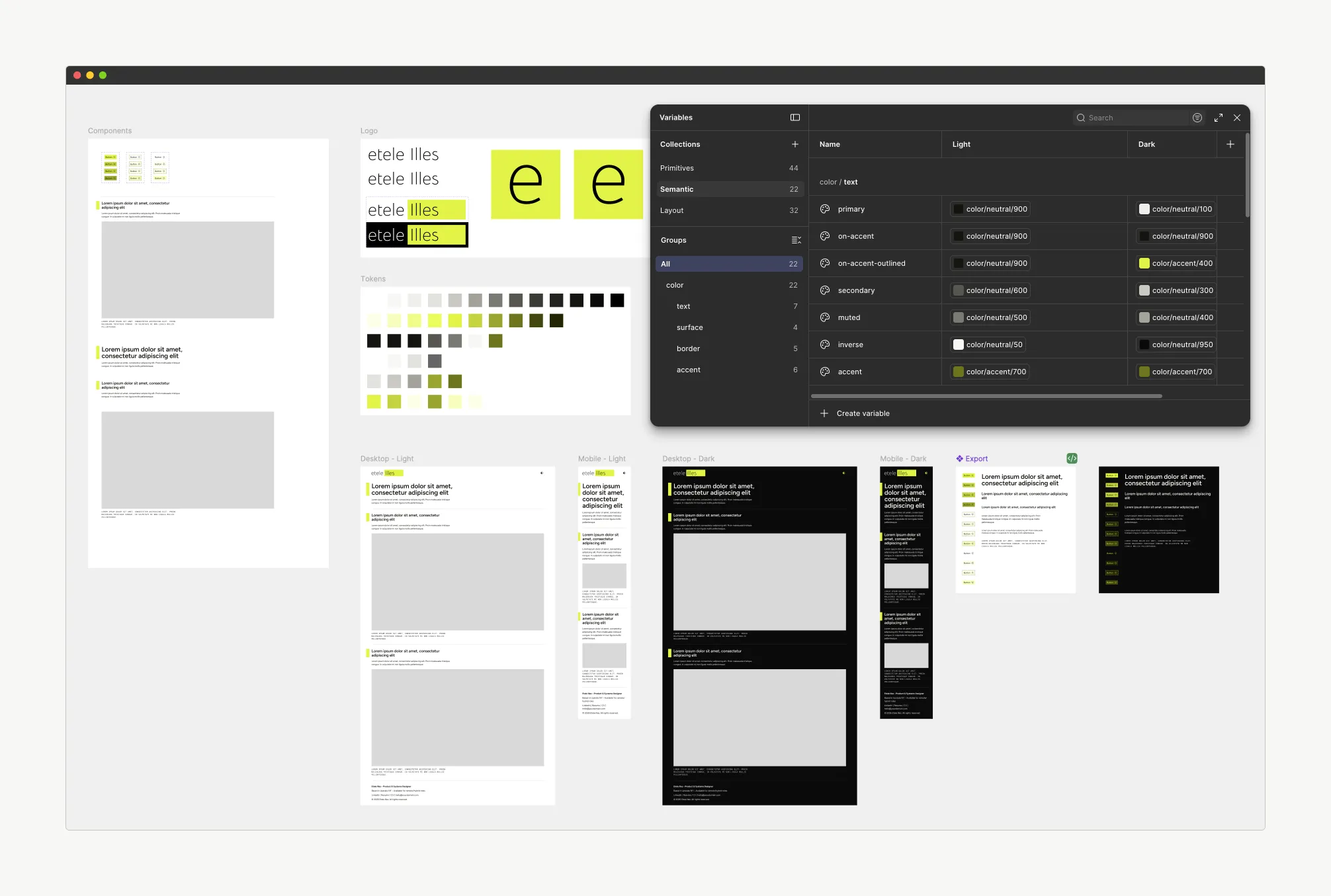 The Figma file: components, tokens, and theme variables behind the site.
