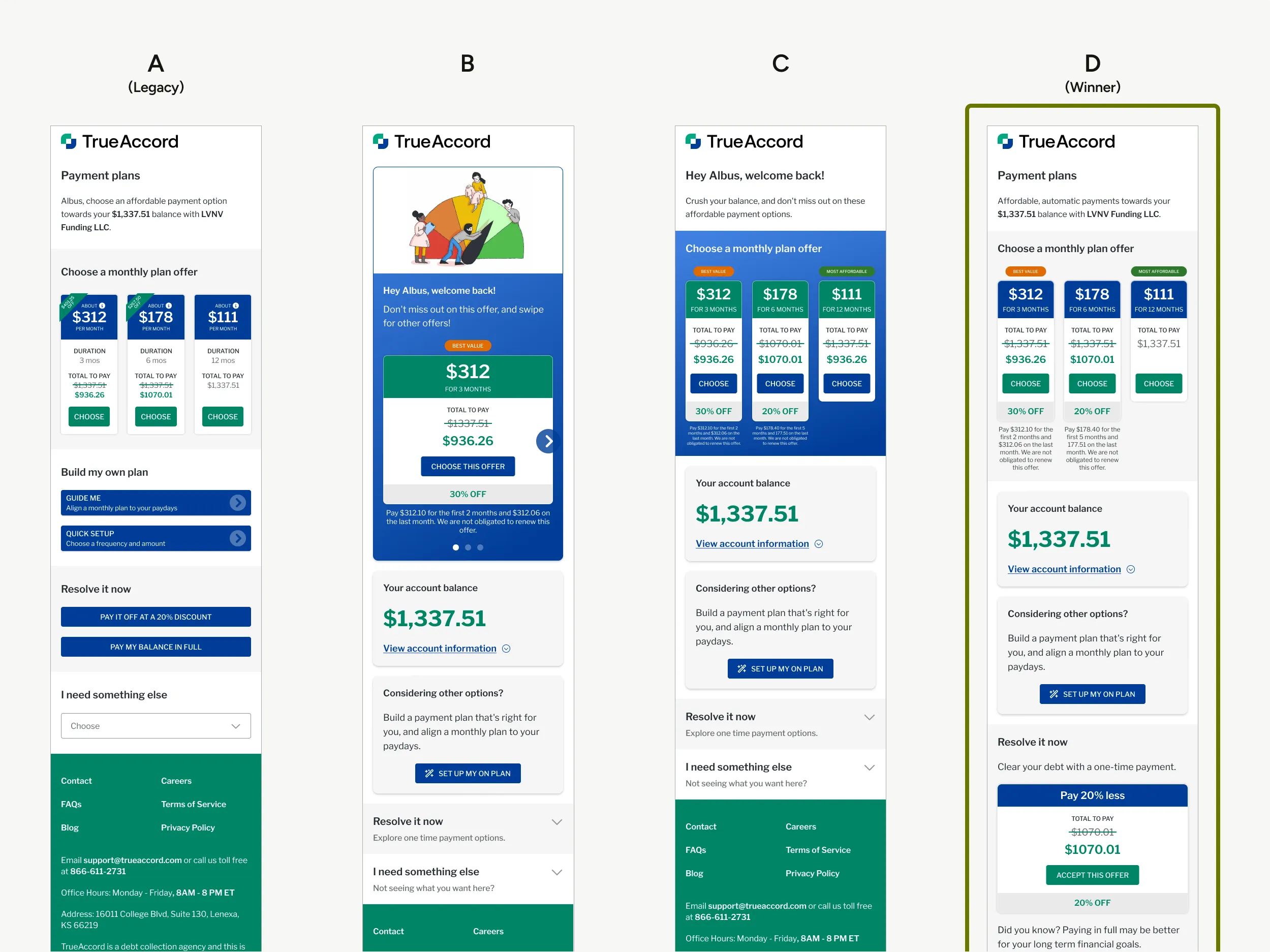 Plan selection, redesigned for clarity.